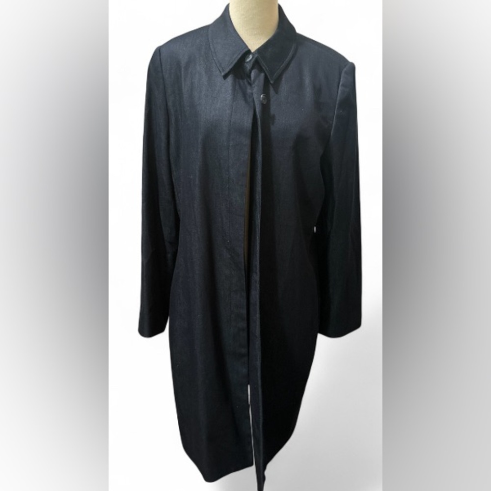 Apostrophe Dark Blue Stretch Button-Up Collared Coat Women’s Size 14